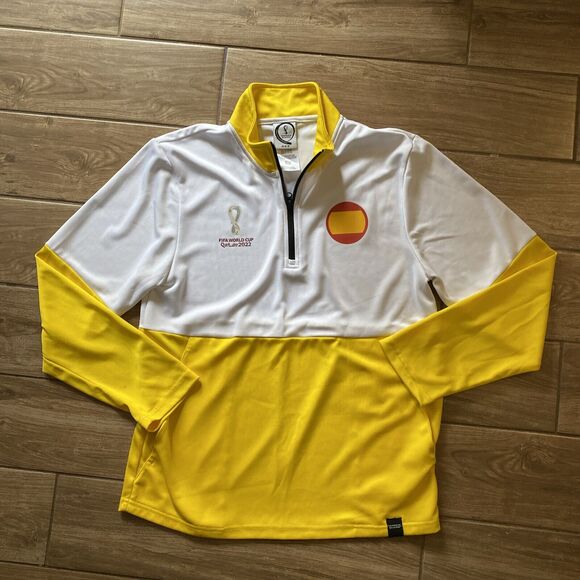 Spain Qatar 2022 FIFA World Cup Shirt- Medium Men's Duffle Coat Zip Pullover - Picture 1 of 9